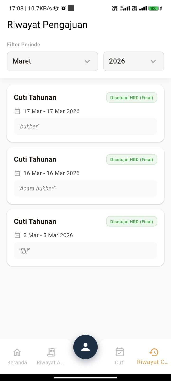 Riwayat Pengajuan Cuti